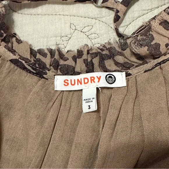 Anthropologie Sundry Leopard Midi Cotton Lined Dress Size 3 / Large - Picture 6 of 13